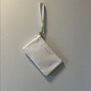 White Wristlet Clutch - Minimal Women's Bag with usb charger